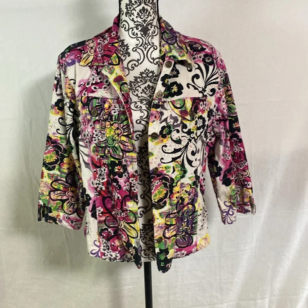 Floral Women’s Multicolor Jacket 100% Cotton EUC